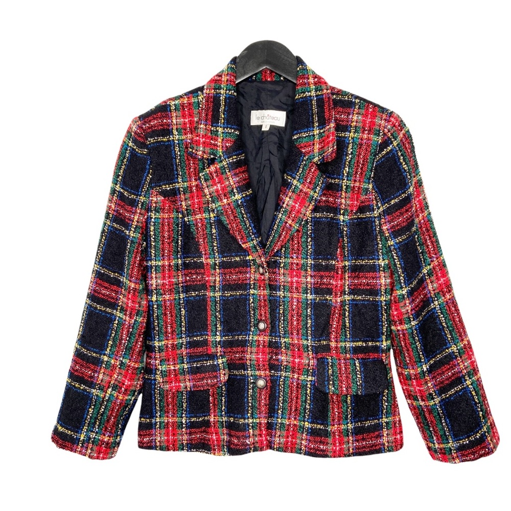 Vintage Le Chateau plaid boucle blazer fully lined size small